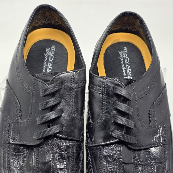 Stacy Adams Men's Size 10.5M Signature Monarch Black Shoes 24525-001 Pre-owned - Picture 9 of 10